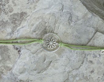Green suede leather bracelet