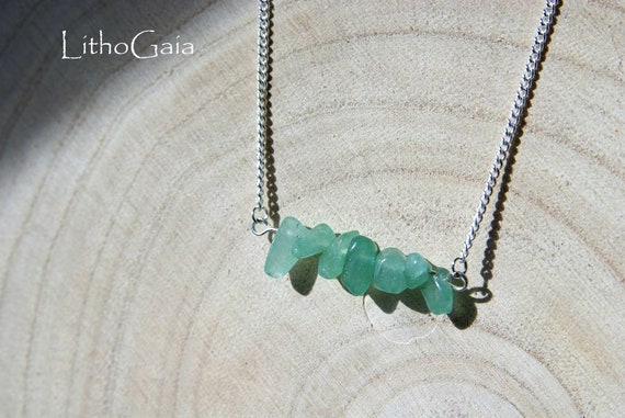 Aventurine Bar necklace on Silver 925 necklace, Aventurine Gemstone, birthstone necklace, Aventurine jewelry, Minimalist Aventurine Necklace