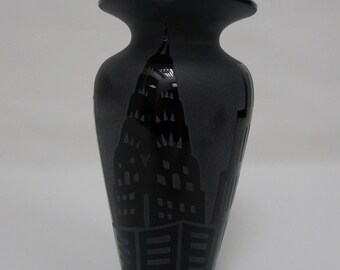 Black on Black Correia Art Glass Vase
