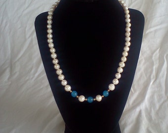 sapphire and pearl necklace handmade