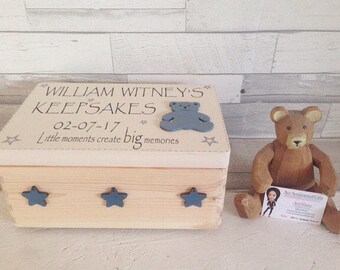 Special baby boy gift, personalised memory box, wooden keepsake chest, baby memento keepsake, new baby gift, baby item storage,