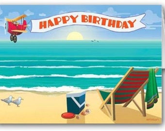Download Beach birthday card | Etsy