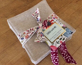 Natural Linen Coasters, Fabric Coasters, Modern Coasters, Burlap Look Coasters, Rustic Coasters, Drink Coasters, Mug Rugs by Chow with ME