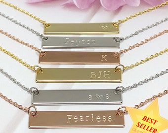 Personalized bar necklace. Bar necklace. Rose gold bar necklace. Hand Stamped Necklace. Name necklace. Custom bar necklace. Mothers Day Gift