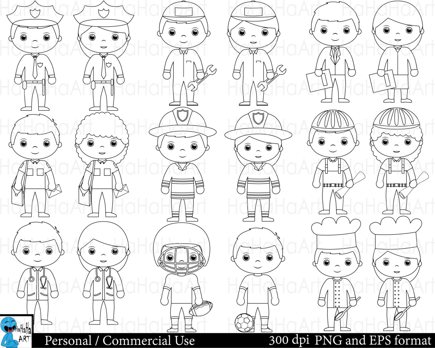 Download Outline Professions Set Clipart Digital Clip Art Graphics