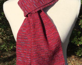 Handwoven Scarf - Hand Woven Scarf - Red Striped Hand Woven Scarf Gift