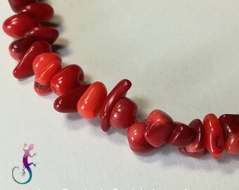 Set of 60 red coral chips