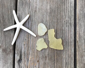 Three Yellow SEA GLASS Pieces