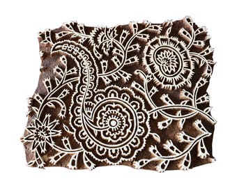 Square Paisley Stamp Block Print Stamp Textile Stamp Fabric Stamp Wood Block Stamp Indian Carved Stamp