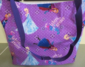 Disney Frozen Elsa and Anna, Reusable Farmers Market / Grocery / Shopping Bag / Tote