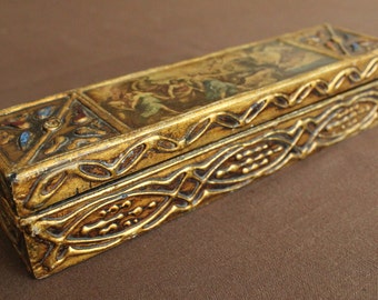 Vintage Italian Paper Mache Pencil/Trinket Box