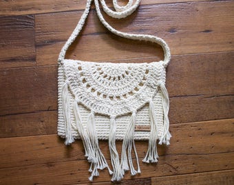 Organic Cotton Boho Fringe Cross Body Bag