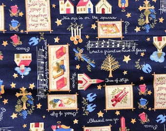 Beautiful Religious/Bible/Inspirational/Music Printed Fabric