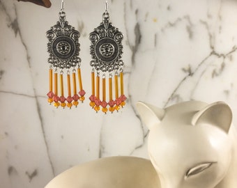 Summer Glow .:. Gold, Rose & Orange Earrings