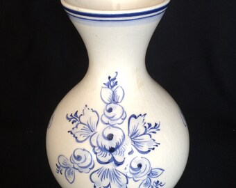 Vintage Elpa Alcobaca Portugal Bud Vase Blue Flowers