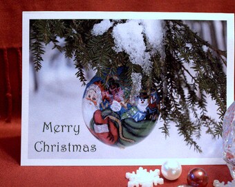 Christmas Cards - 15 Ornament Photo Christmas Cards w/message, size 5 x 7 w/envelopes