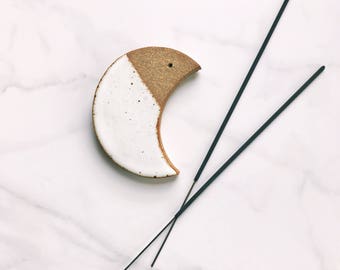 Incense Holder / Ceramic Crescent Moon Incense Burner