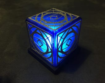 JEDI HOLOCRON Mini - Star Wars Acrylic LED Cube Light Night Light- Blue & Silver - Birthday Gift, Valentine's Christmas Gift for Him Her