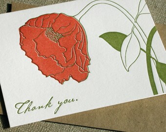 Thank You Notes, Poppy, Letterpress