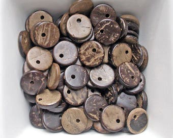20 sequins 12mm Brown coconut wood