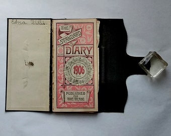 Old US Postal Stamps Mounted in 1906 Diary