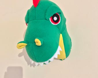 Faux taxidermy trex, trex head, trex decoration, Tyrannosaurus rex, plush head, wall decoration, dinosaur decor, dino head
