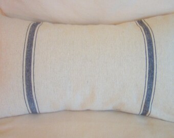 Grain Sack Pillow Cover, Navy Stripes, Cottage Chic, French Cottage, Decorative Pillow, Various Sizes, One or Two Stripes
