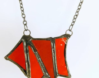 Red stained glass necklace