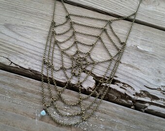 spiral spiderweb necklace / chain spiderweb necklace / halloween jewelry / spider web necklace / halloween necklace / HEY02W