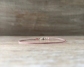Pink Silk Bracelet, Breast Cancer Bracelet, Breast Cancer Awareness Breast Cancer Jewelry Cancer Survivor Breast Cancer Gift Sterling Silver