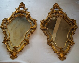 Coppia specchi in legno 1950 - foglia d'oro