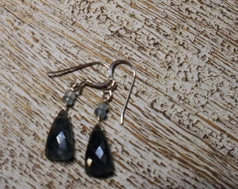 MOSS AQUAMARINE EARRINGS. aaa Superior quality faceted trillion gemstones/ organic/ everyday/ woodland/ sparkle/ birthstone/ Boho/