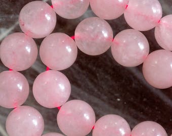 set of 5 beads quartz pink