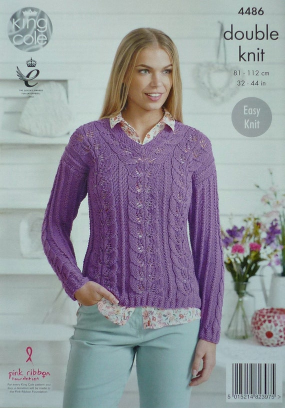 Womens Knitting Pattern K4486 Ladies Easy Knit Long Sleeve