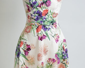 Summer dress, floral dress, made-to-measure dress, mid-length dress, mother of the bride dress, cotton print dress, wedding guest dress
