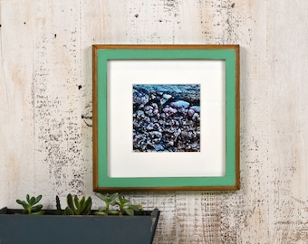 8x8 Square Picture Frame in 1x1 2-Tone Style with Vintage Robin's Egg Finish - In Stock Same Day Shipping - 8 x 8 Photo Frame Rustic Green