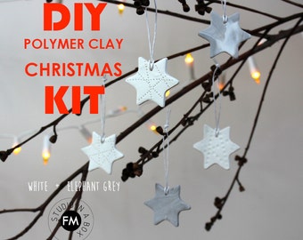 DIY CHRISTMAS KIT - Polymer Clay Stars - Star shape cutter - Homemade Star Decorations