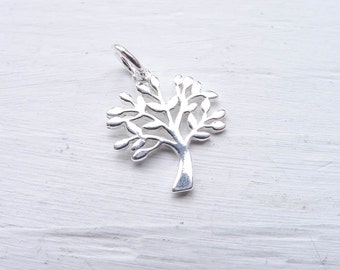 Tree Charm Sterling Silver Pendant for Jewelry Making (CHS7245)