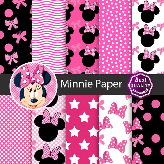 Minnie Mouse Digital Paper Pack Polka Dots Minnie Mouse