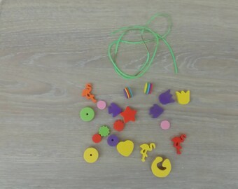 Kit necklace pearls flower foam animal