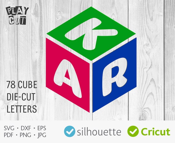 Cube Monogram svg font cuttable svg Silhouette dxf cut files