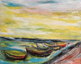 Expressionist Seascape Oil Painting Signed