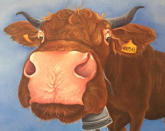ORIGINAL french saler cow painting