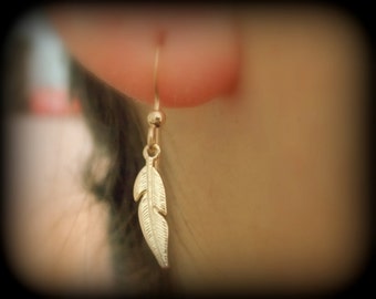 Gold Feather Earrings, Feather earrings, Tribal Earrings, Gold Filled Earrings