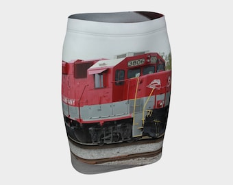 Red train fitted skirt
