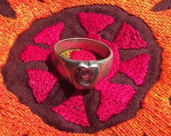 Amethyst Ring...Sterling Silver Ring...Handcrafted...February Birthstone...Simple...Vintage...Gypsy...Hippie...Gift...Vintage Shop...LV122