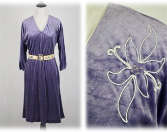 1970s Purple Velour Dress by pbj