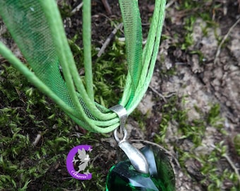 Fern Green swarovski crystal heart pendant
