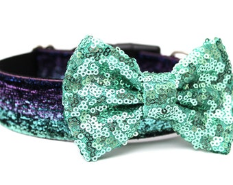 Dog Collar Bow Add-On Aqua Sparkle Bow for Dogs