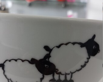 Hand painted sheep porcelain small bowl